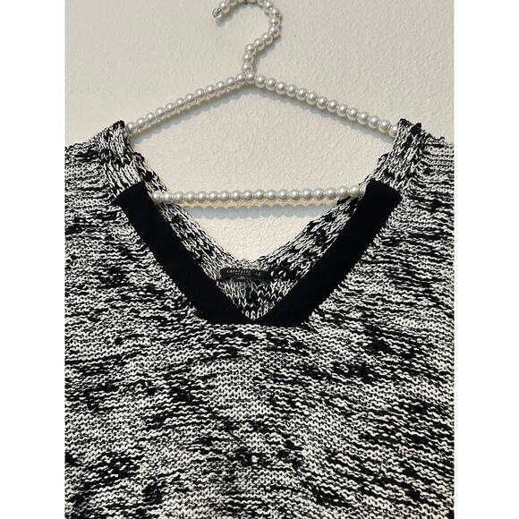 Lafayette 148 Size Medium Knitted Top White Black Dolman Sleeve Cotton Shirt - Picture 7 of 16